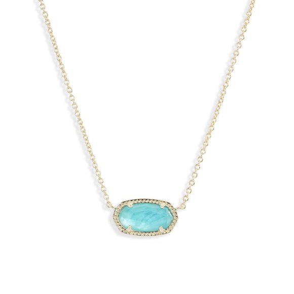 Kendra Scott Elisa Aqua Blue Illusion Necklace Gold Plated - Picture 6 of 7
